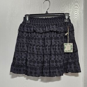 Chelsea & Violet Big Girls' Smocked Tiered Ruffle Skirt, Black Size M